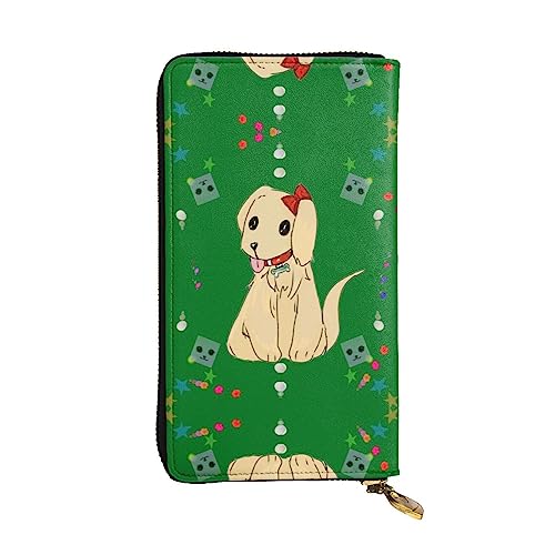 BHCASE Cartoon Dog On Grass Leder Lange Clutch Geldbörse – 19 x 10 cm Bequem Leicht Wasserdicht Langlebig Schön, Schwarz, Einheitsgröße, Schwarz , Einheitsgröße von BHCASE