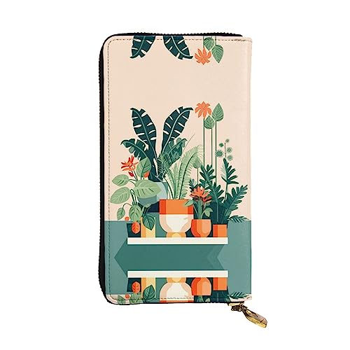 BHCASE Cartoon Kleine grüne Pflanze Leder lange Clutch Geldbörse – 19 x 10 cm bequem leicht wasserdicht langlebig schön, schwarz, Einheitsgröße, Schwarz , Einheitsgröße von BHCASE