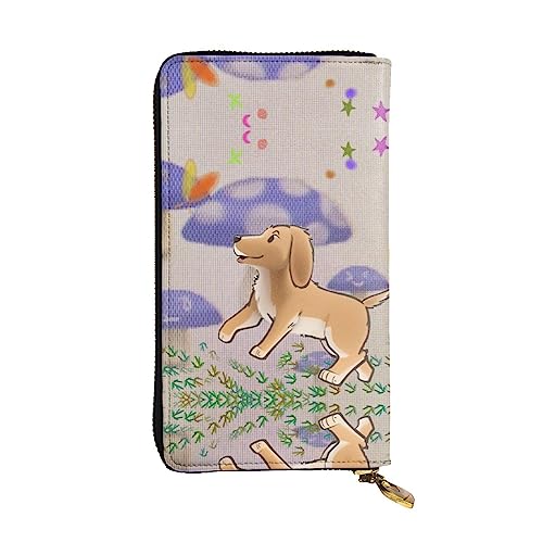 BHCASE Cartoon Pilz mit Hund Leder lange Clutch Geldbörse – 19 x 10 cm bequem leicht wasserdicht langlebig schön, schwarz, Einheitsgröße, Schwarz , Einheitsgröße von BHCASE