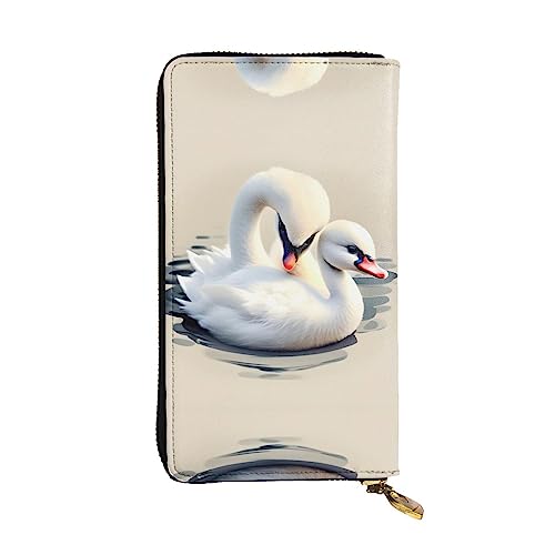 BHCASE Cute Little Swan Leder Lange Clutch Geldbörse – 19 x 10 cm bequem leicht wasserdicht langlebig schön, schwarz, Einheitsgröße, Schwarz , Einheitsgröße von BHCASE