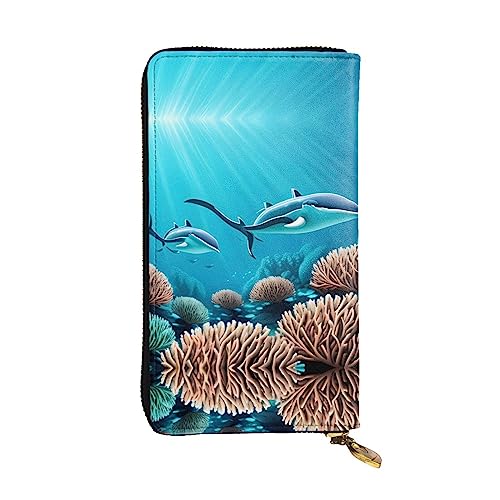 BHCASE Deep Sea Whales Leder Lange Clutch Geldbörse – 19 x 10 cm bequem leicht wasserdicht langlebig schön, schwarz, Einheitsgröße, Schwarz , Einheitsgröße von BHCASE