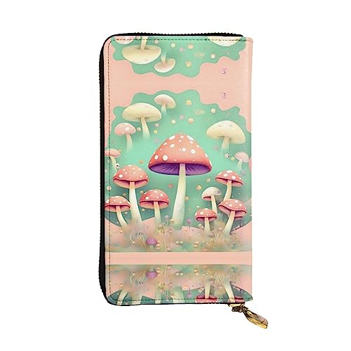 BHCASE Dream Mushroom Lange Clutch aus Leder, 19 x 10 cm, bequem, leicht, wasserdicht, langlebig, schön, schwarz, Einheitsgröße, Schwarz , Einheitsgröße von BHCASE