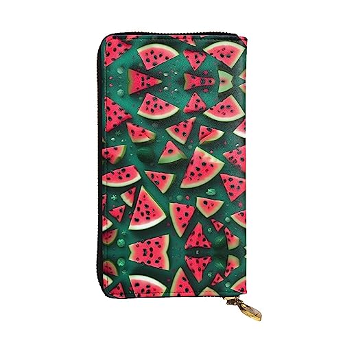 BHCASE Dream Watermelon Leder Lange Clutch-Geldbörse – 19 x 10 cm, bequem, leicht, wasserdicht, langlebig, schön, schwarz, Einheitsgröße, Schwarz , Einheitsgröße von BHCASE