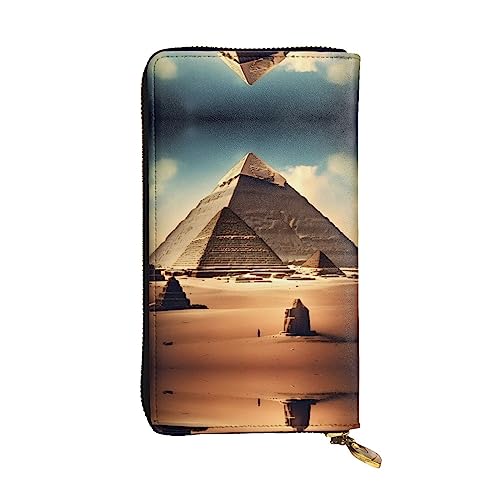 BHCASE Dreaming Of The Pyramids Of Khufu Leder-Clutch-Geldbörse, 19 x 10 cm, bequem, leicht, wasserdicht, langlebig, schön, schwarz, Einheitsgröße, Schwarz , Einheitsgröße von BHCASE