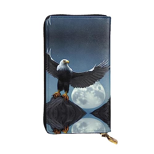 BHCASE Eagle Under The Stars Lange Clutch aus Leder, 19 x 10 cm, bequem, leicht, wasserdicht, langlebig, schön, schwarz, Einheitsgröße, Schwarz , Einheitsgröße von BHCASE