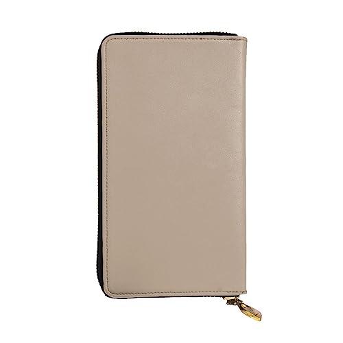 BHCASE Einfarbige hellbraune Leder-lange Clutch-Geldbörse – 19 x 10 cm, bequem, leicht, wasserdicht, langlebig, schön, schwarz, Einheitsgröße, Schwarz , Einheitsgröße von BHCASE