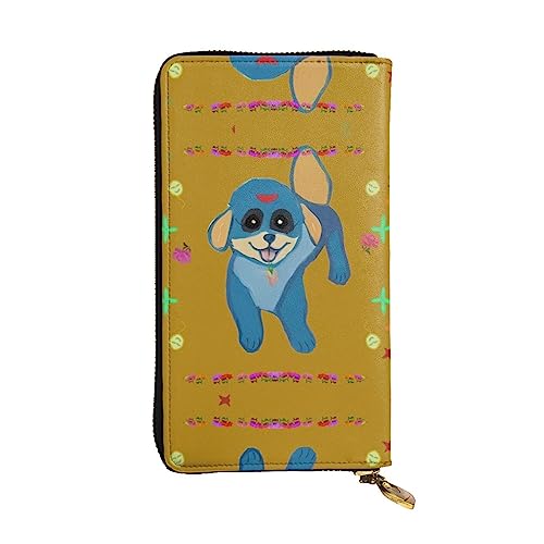 BHCASE Happy Cartoon Dog Leder lange Clutch Geldbörse – 19 x 10 cm bequem leicht wasserdicht langlebig schön, schwarz, Einheitsgröße, Schwarz , Einheitsgröße von BHCASE