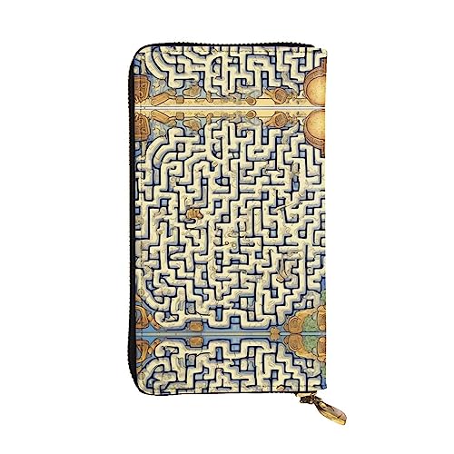 BHCASE Labyrinth Schatzkarte Leder Lange Clutch Geldbörse – 19 x 10 cm Bequem Leicht Wasserdicht Langlebig Schön, Schwarz, Einheitsgröße, Schwarz , Einheitsgröße von BHCASE