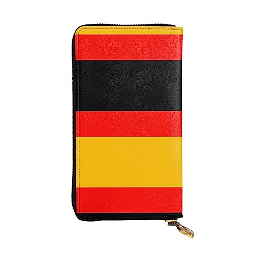 BHCASE Lange Clutch-Geldbörse mit Deutschland-Flagge, Leder, 19 x 10 cm, bequem, leicht, wasserdicht, langlebig, schön, schwarz, Einheitsgröße, Schwarz , Einheitsgröße von BHCASE