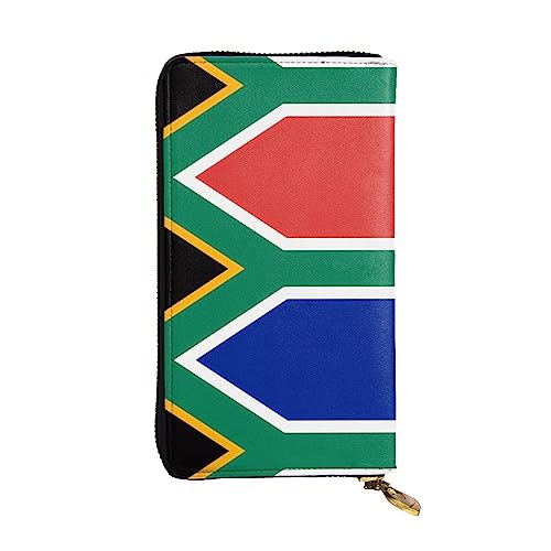 BHCASE Lange Clutch aus Leder mit Südafrika-Flagge, 19 x 10 cm, bequem, leicht, wasserdicht, langlebig, schön, schwarz, Einheitsgröße, Schwarz , Einheitsgröße von BHCASE