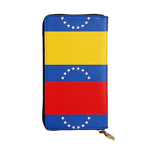 BHCASE Lange Clutch mit Flagge von Venezuela, Leder, 19 x 10 cm, bequem, leicht, wasserdicht, langlebig, schön, schwarz, Einheitsgröße, Schwarz , Einheitsgröße von BHCASE