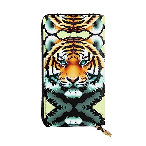 BHCASE Little Fat Tiger Head Leder Lange Clutch Geldbörse – 19 x 10 cm bequem leicht wasserdicht langlebig schön, schwarz, Einheitsgröße, Schwarz , Einheitsgröße von BHCASE