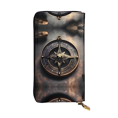 BHCASE Magical Design Norse Runes Kompass Leder Lange Clutch Geldbörse – 19 x 10 cm Bequem Leicht Wasserdicht Langlebig Schön, Schwarz, Einheitsgröße, Schwarz , Einheitsgröße von BHCASE