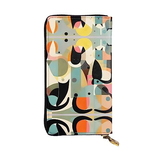 BHCASE Mid-Century Modern Art Cat Leather Long Clutch Wallet - 7.48x4.13 Inch Comfortable Lightweight Waterproof Durable Nice, Black, One Size, Schwarz , Einheitsgröße von BHCASE