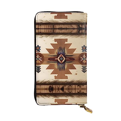 BHCASE Native American Patterns Leder lange Clutch Geldbörse – 19 x 10 cm bequem leicht wasserdicht langlebig schön, schwarz, Einheitsgröße, Schwarz , Einheitsgröße von BHCASE