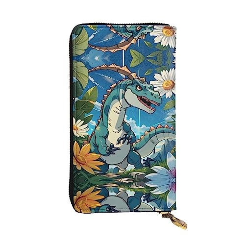 BHCASE Niedliche Dinosaurier-Leder-Clutch-Geldbörse, 19 x 10 cm, bequem, leicht, wasserdicht, langlebig, schön, schwarz, Einheitsgröße, Schwarz , Einheitsgröße von BHCASE