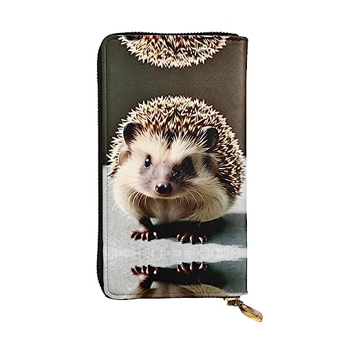 BHCASE Niedliche Igel-Leder-Clutch-Geldbörse, 19 x 10 cm, bequem, leicht, wasserdicht, langlebig, schön, schwarz, Einheitsgröße, Schwarz , Einheitsgröße von BHCASE