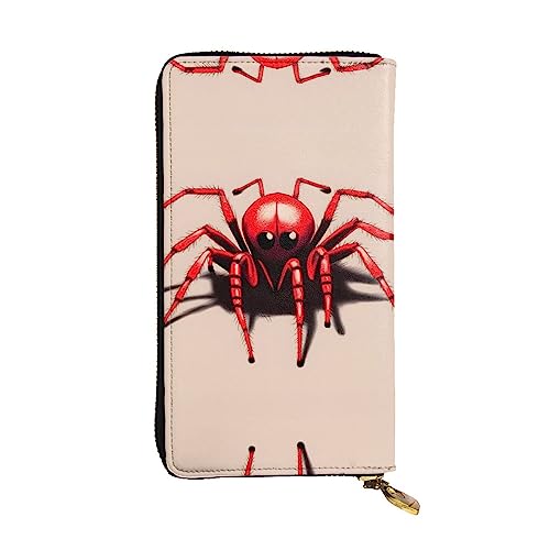 BHCASE Niedliche kleine rote Spinne Leder lange Clutch Geldbörse – 19 x 10 cm bequem leicht wasserdicht langlebig schön, schwarz, Einheitsgröße, Schwarz , Einheitsgröße von BHCASE