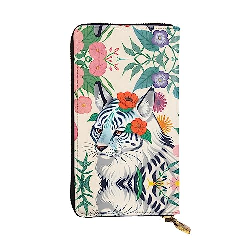 BHCASE Niedliche weiße Tiger Leder lange Clutch Geldbörse – 19 x 10 cm bequem leicht wasserdicht langlebig schön, schwarz, Einheitsgröße, Schwarz , Einheitsgröße von BHCASE