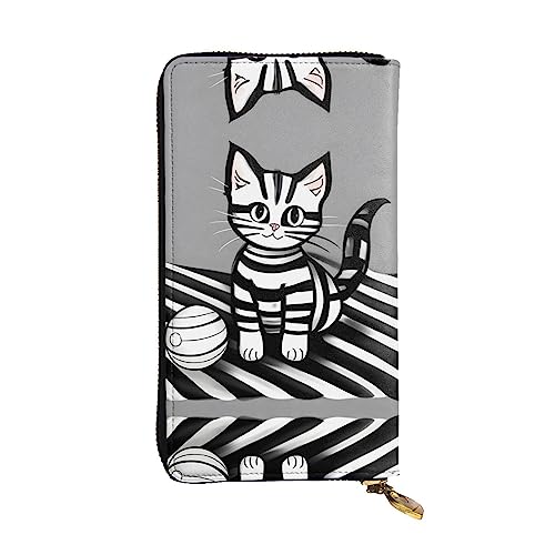 BHCASE Play Ball Kitty Leder Lange Clutch Geldbörse – 19 x 10 cm bequem leicht wasserdicht langlebig schön, schwarz, Einheitsgröße, Schwarz , Einheitsgröße von BHCASE