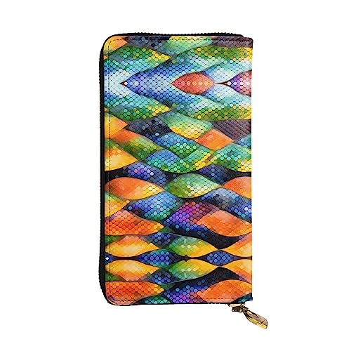 BHCASE Rainbow Fish Scale Leder Lange Clutch Geldbörse – 19 x 10 cm Bequem Leicht Wasserdicht Langlebig Schön, Schwarz, Einheitsgröße, Schwarz , Einheitsgröße von BHCASE