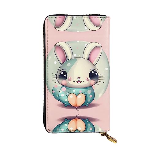 BHCASE Rosa Cartoon Bunny Leder Lange Clutch Geldbörse – 19 x 10 cm Bequem Leicht Wasserdicht Langlebig Schön, Schwarz, Einheitsgröße, Schwarz , Einheitsgröße von BHCASE