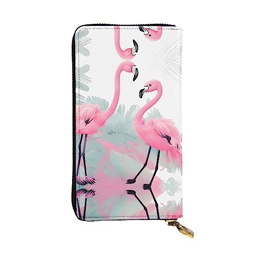 BHCASE Rosa Flamingo Leder Lange Clutch Geldbörse – 19 x 10 cm Bequem Leicht Wasserdicht Langlebig Schön, Schwarz, Einheitsgröße, Schwarz , Einheitsgröße von BHCASE