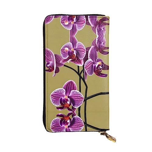 BHCASE Schöne Orchideen-Leder-Clutch-Geldbörse, 19 x 10 cm, bequem, leicht, wasserdicht, langlebig, schön, schwarz, Einheitsgröße, Schwarz , Einheitsgröße von BHCASE