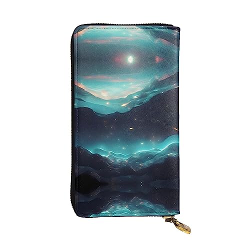 BHCASE Science Fiction Stars Leder Lange Clutch Geldbörse – 19 x 10 cm bequem leicht wasserdicht langlebig schön, schwarz, Einheitsgröße, Schwarz , Einheitsgröße von BHCASE