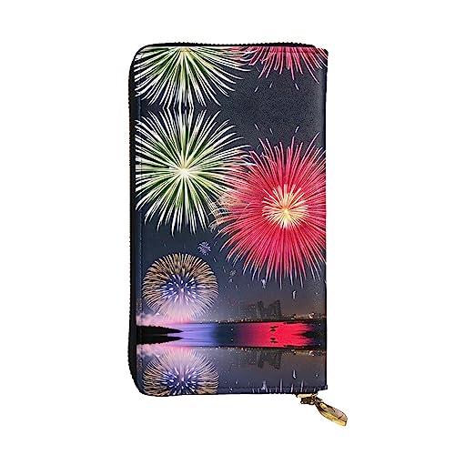 BHCASE Splendid Fireworks lange Clutch aus Leder, 19 x 10 cm, bequem, leicht, wasserdicht, langlebig, schön, Schwarz, Einheitsgröße, Schwarz , Einheitsgröße von BHCASE