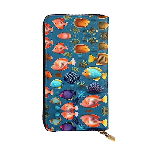 BHCASE Submarine Reef Fish Leder Lange Clutch Geldbörse – 19 x 10 cm bequem leicht wasserdicht langlebig schön, schwarz, Einheitsgröße, Schwarz , Einheitsgröße von BHCASE