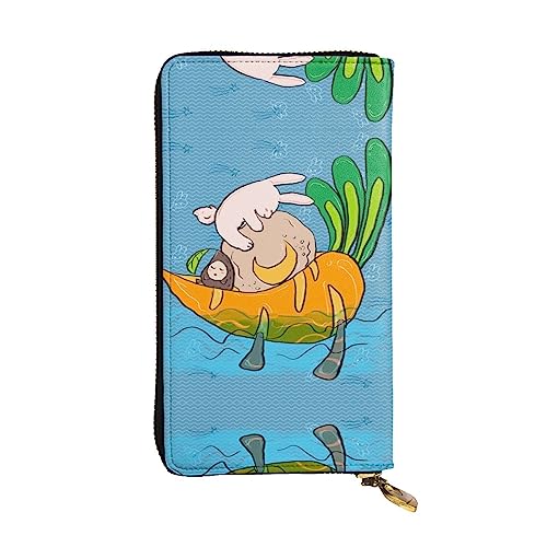 BHCASE Sunflower Seeds And Rabbit Leather Long Clutch Wallet - 7.48x4.13 Inch Comfortable Lightweight Waterproof Durable Nice, Black, One Size, Schwarz , Einheitsgröße von BHCASE