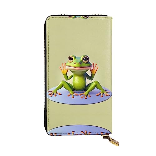 BHCASE The Funny Frog Doing Yoga Leder Lange Clutch Geldbörse – 19 x 10 cm Bequem Leicht Wasserdicht Langlebig Schön, Schwarz, Einheitsgröße, Schwarz , Einheitsgröße von BHCASE