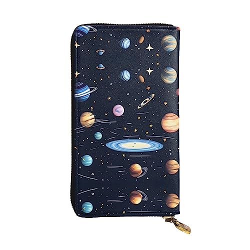 BHCASE The Solar Family Leder-Clutch-Geldbörse, 19 x 10 cm, bequem, leicht, wasserdicht, langlebig, schön, schwarz, Einheitsgröße, Schwarz , Einheitsgröße von BHCASE