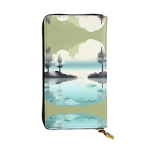 BHCASE Tranquil Lakes Lange Clutch aus Leder, 19 x 10 cm, bequem, leicht, wasserdicht, langlebig, schön, schwarz, Einheitsgröße, Schwarz , Einheitsgröße von BHCASE