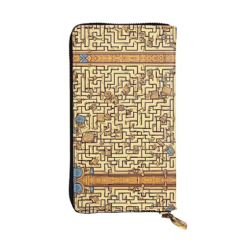 BHCASE Treasure Maze lange Clutch-Geldbörse aus Leder, 19 x 10 cm, bequem, leicht, wasserdicht, langlebig, schön, schwarz, Einheitsgröße, Schwarz , Einheitsgröße von BHCASE