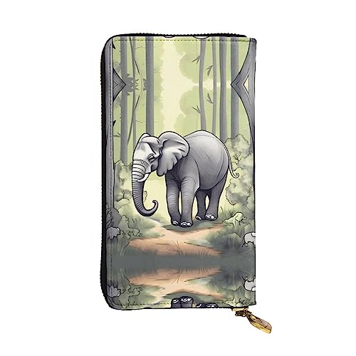 BHCASE Walking Elephant Leder Lange Clutch Geldbörse – 19 x 10 cm bequem leicht wasserdicht langlebig schön, schwarz, Einheitsgröße, Schwarz , Einheitsgröße von BHCASE