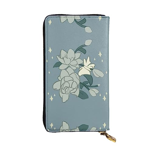 BHCASE Weiße Bauhinia Leder lange Clutch-Geldbörse – 19 x 10 cm, bequem, leicht, wasserdicht, langlebig, schön, schwarz, Einheitsgröße, Schwarz , Einheitsgröße von BHCASE