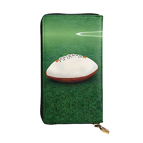 BHCASE Weiße Rugbyball-Leder-Clutch-Geldbörse, 19 x 10 cm, bequem, leicht, wasserdicht, langlebig, schön, schwarz, Einheitsgröße, Schwarz , Einheitsgröße von BHCASE