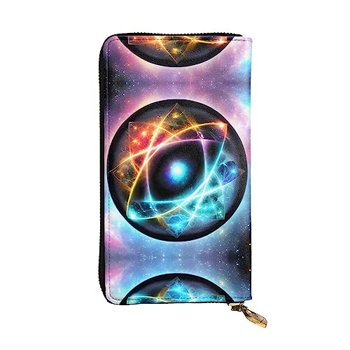 BHCASE Wonderful Universe Leder Lange Clutch Geldbörse – 19 x 10 cm bequem leicht wasserdicht langlebig schön, schwarz, Einheitsgröße, Schwarz , Einheitsgröße von BHCASE