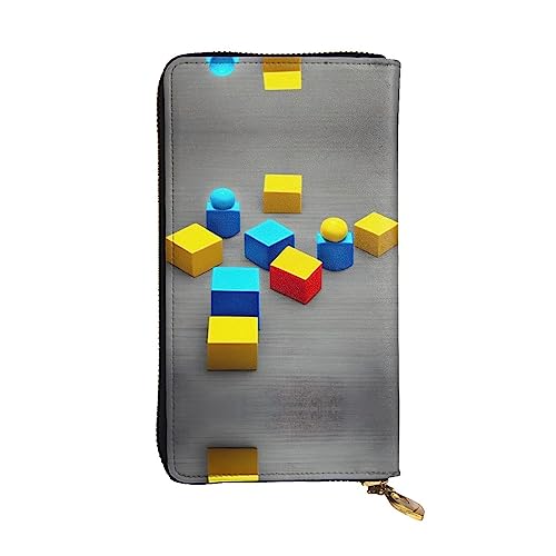 Colorful Blocks Leder Lange Clutch Geldbörse – 19 x 10 cm Bequem Leicht Wasserdicht Langlebig Schön, Schwarz, Einheitsgröße, Schwarz , Einheitsgröße von BHCASE