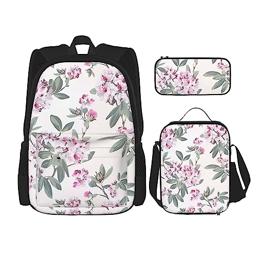 Dusky Rose Rucksack 3-teilig Schulranzen mit Brotdose und Federmäppchen Set :>> Geeignet für Jungen und Mädchen, Schwarz , Einheitsgröße, Kinderrucksack von BHCASE