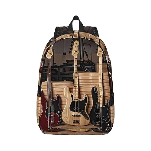 Lässige, leichte Reisetasche: geeignet für Schulen, Büros, Outdoor-Sportarten für Männer, Frauen und Jugendliche, Gitarre, Bass, Musikinstrumente, Drucke, Schwarz , S von BHCASE