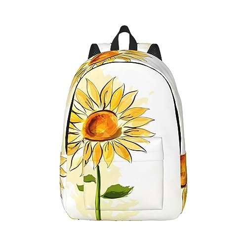 Lässige, leichte Seesack: geeignet für Schulen, Büros, Outdoor-Sportarten für Männer, Frauen und Jugendliche, Aquarell-Sonnenblumen-Drucke, Schwarz , S von BHCASE