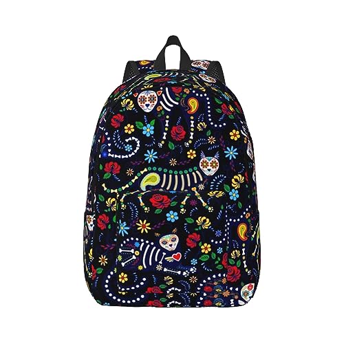 Lässige, leichte Seesack: geeignet für Schulen, Büros, Outdoor-Sportarten für Männer, Frauen und Jugendliche, Sugar Horror Skull Prints, Schwarz , S von BHCASE