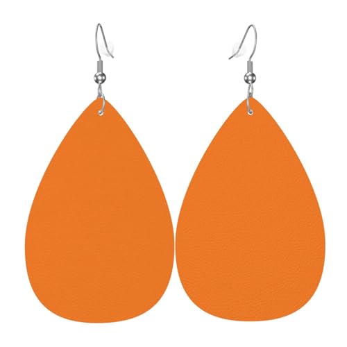 Modische Ohrringe in Tropfenform, modisch, gebranntes Orange, stilvoll und schön, leicht, baumelnd für Damen und Mädchen, Einheitsgröße, Leder von BHCASE