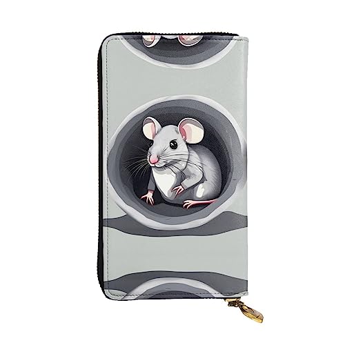 Mouse In The Hole Leder-Clutch-Geldbörse, 19 x 10 cm, bequem, leicht, wasserdicht, langlebig, schön, schwarz, Einheitsgröße, Schwarz , Einheitsgröße von BHCASE