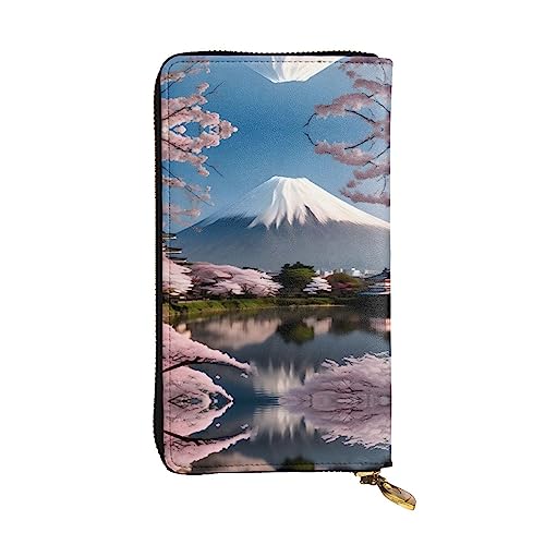 Mt. Fuji In Early Spring Leder Lange Clutch-Geldbörse – 19 x 10 cm Bequem Leicht Wasserdicht Langlebig Schön, Schwarz, Einheitsgröße, Schwarz , Einheitsgröße von BHCASE