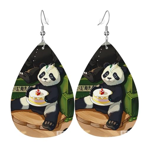 Pandas von Vater und Sohn, modische Tropfen-Ohrringe, Anhänger, stilvoll und schön, leicht, baumelnd für Damen und Mädchen, Einheitsgröße, Leder von BHCASE