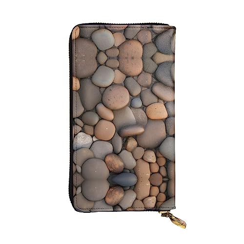 Pebbles In The Beach Lange Clutch aus Leder, 19 x 10 cm, bequem, leicht, wasserdicht, langlebig, schön, Schwarz, Einheitsgröße, Schwarz , Einheitsgröße von BHCASE